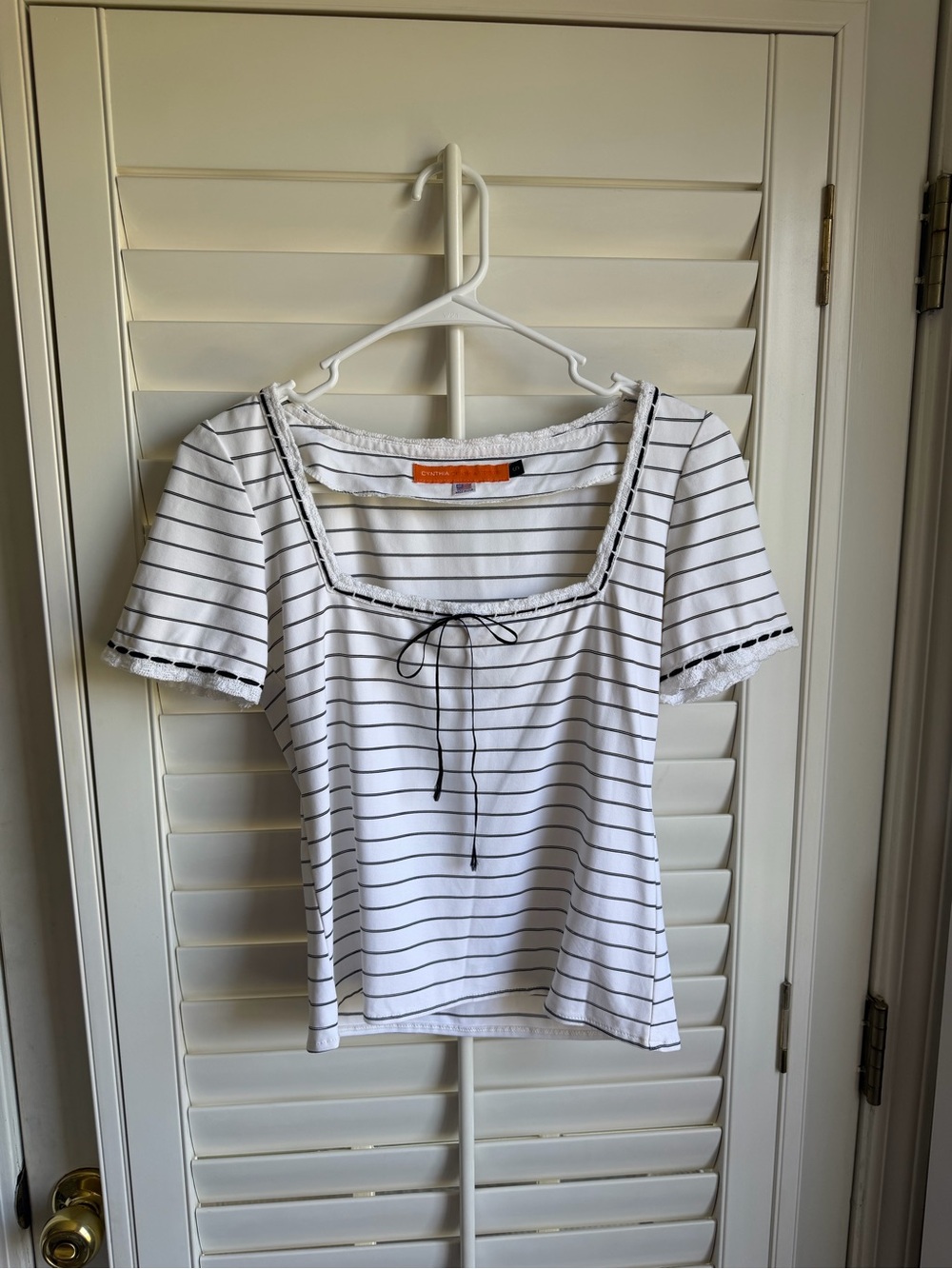 Cynthia Steffe square neck striped vintage vibes top sz Small